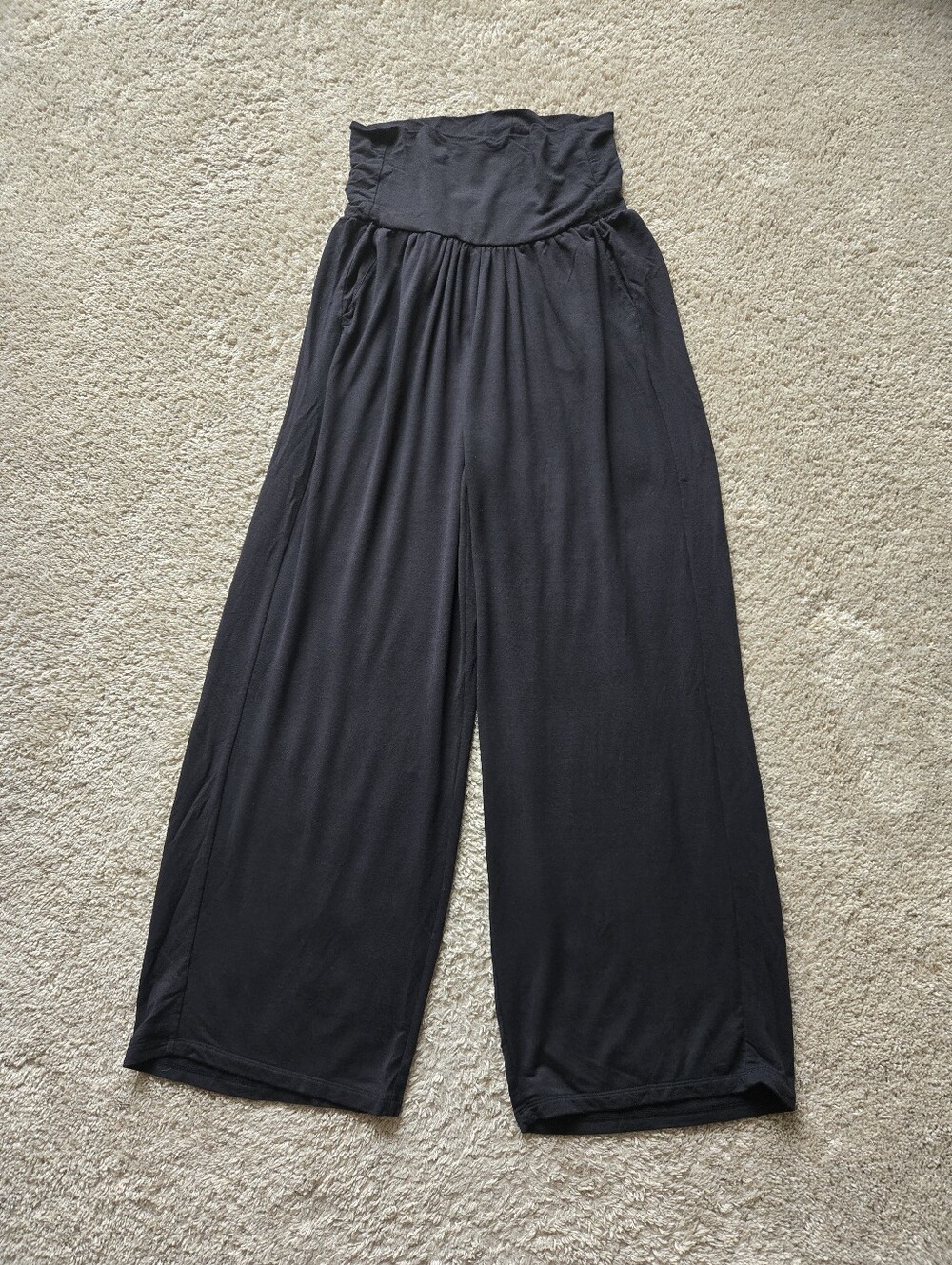 Quince Wide Leg Pants Womens XL Black Stretch Pull On